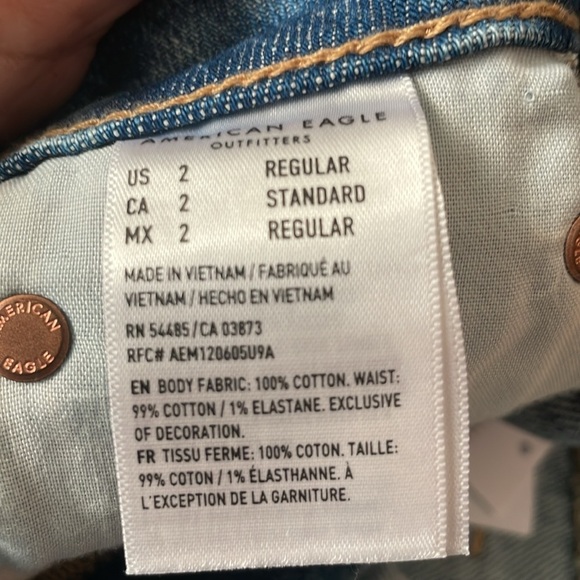 American Eagle Super Hi-rise Jean Mini Skirt Size 2 (26) Rigid denim Raw hem NWT - Picture 8 of 13